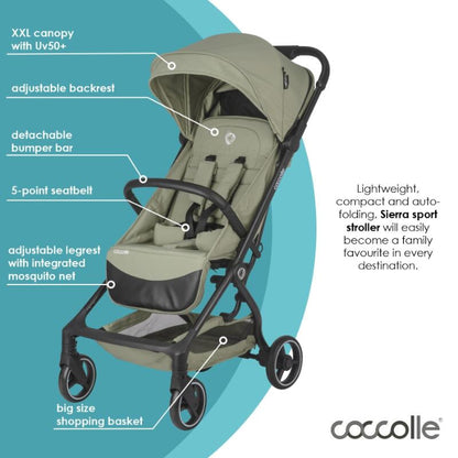 Carrinho de passeio auto-dobrável Coccolle Sierra Sage Green
