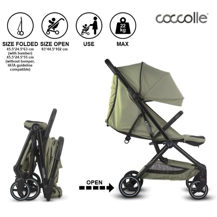 Carrinho de passeio auto-dobrável Coccolle Sierra Sage Green