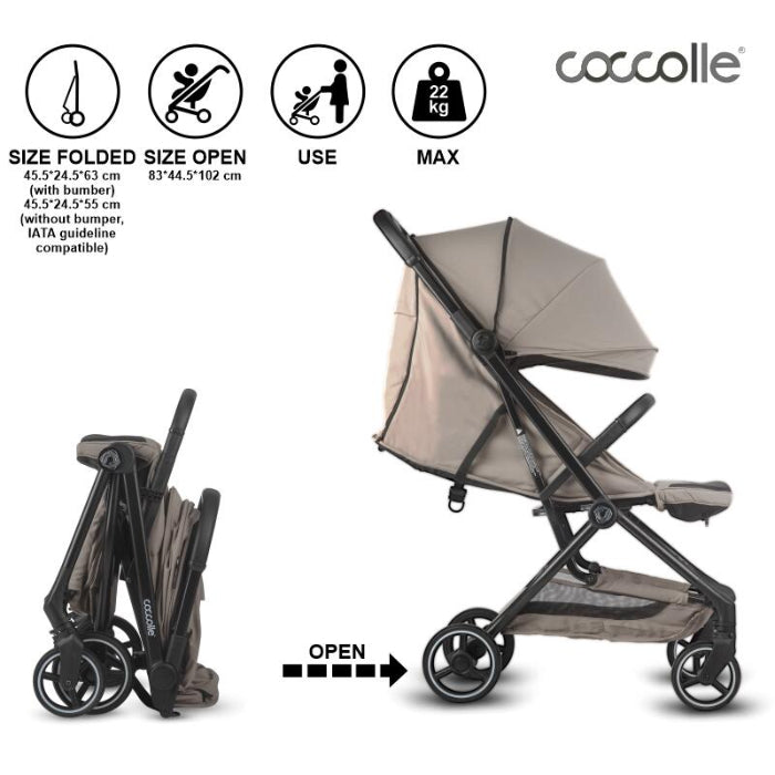 Carrinho de passeio auto-dobrável Coccolle Sierra Taupe Brown