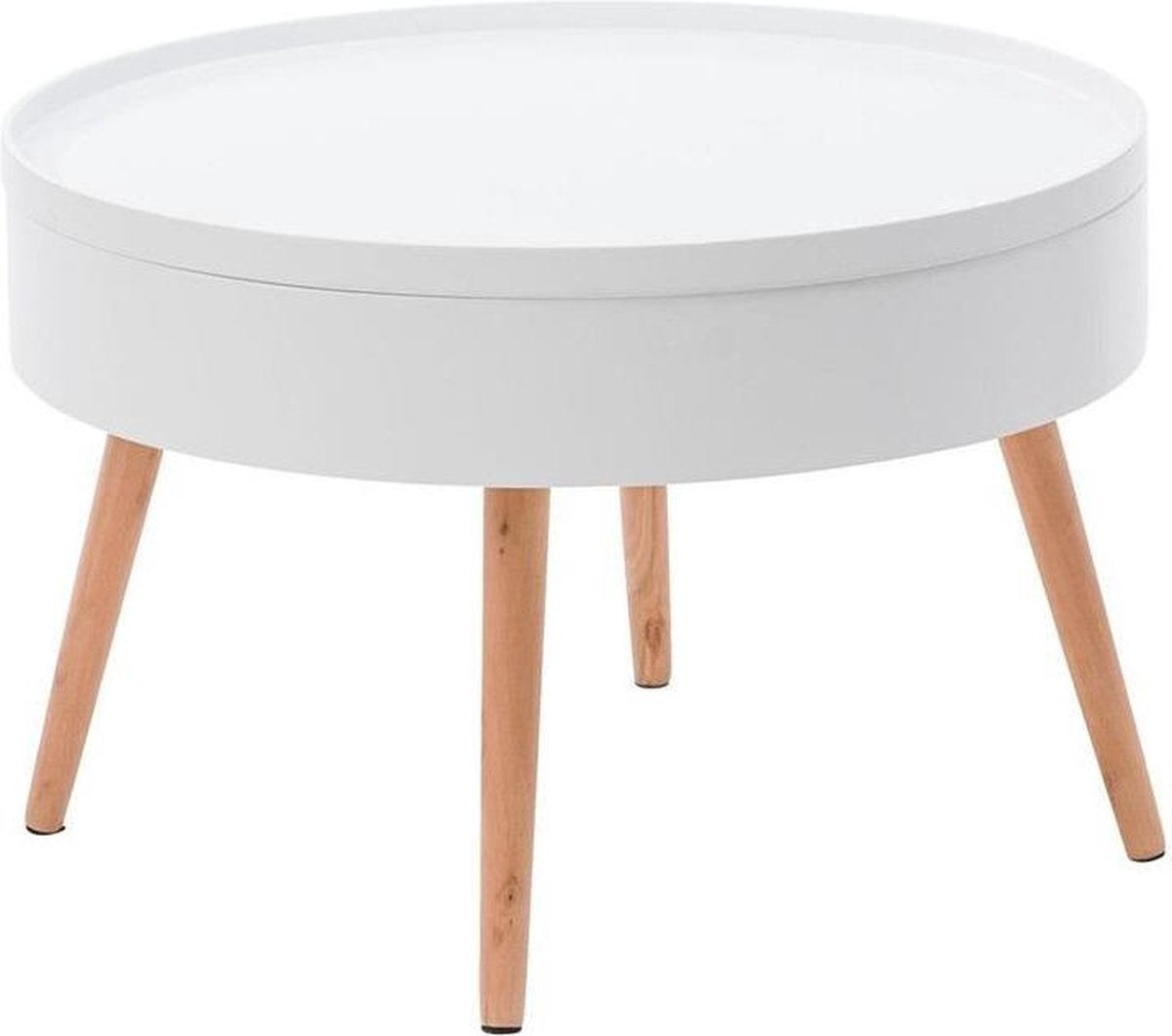 Mesa de centro em madeira com arrumação 60x60x40 cm branca