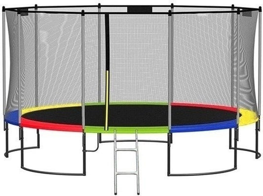 Trampolim Ø305 cm arco-íris com rede e escada até 120 kg