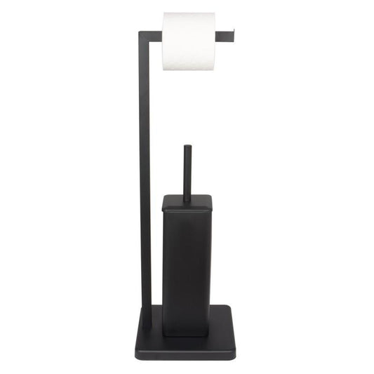 Suporte WC com escova 20 x 63 cm preto