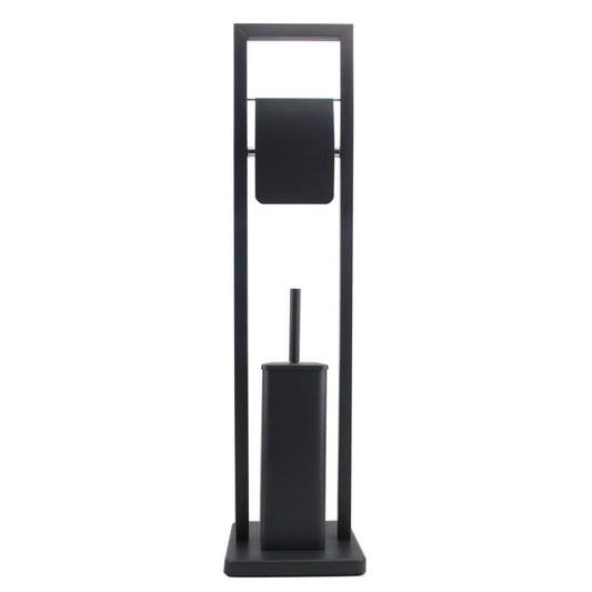 Suporte WC com escova 20 x 80 cm preto
