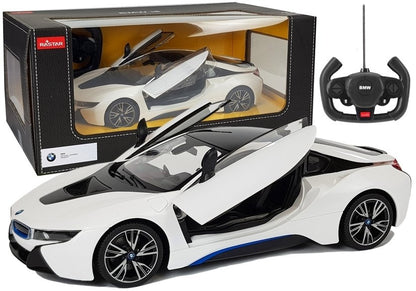 Carro telecomandado BMW i8 Rastar 1:14 branco portas automáticas