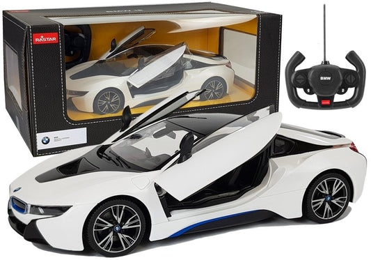 Carro telecomandado BMW i8 Rastar 1:14 branco portas automáticas