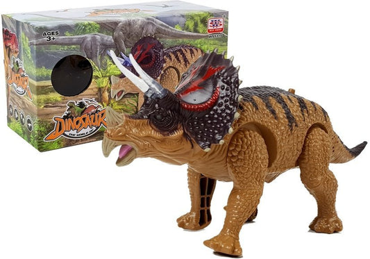 Dinossauro Triceratops com pilhas amarelo