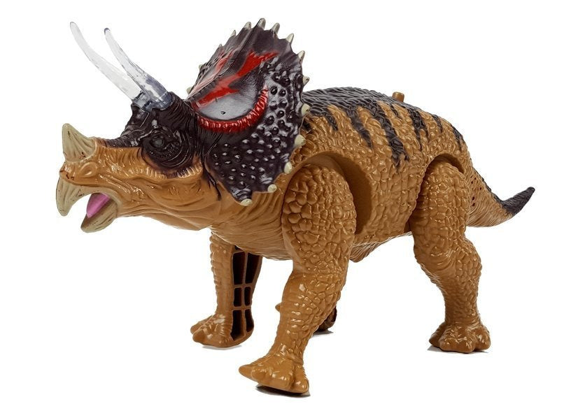 Dinossauro Triceratops com pilhas amarelo