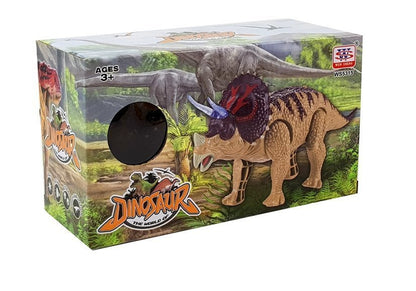 Dinossauro Triceratops com pilhas amarelo