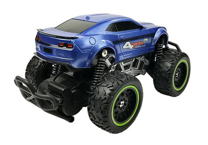 Carro telecomandado off-road azul rodas altas