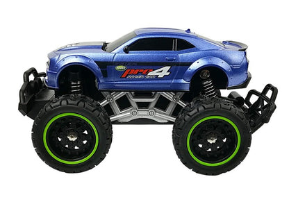 Carro telecomandado off-road azul rodas altas