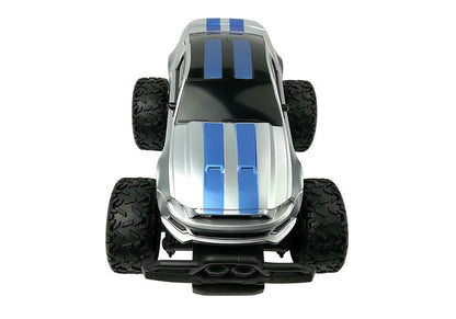 Carro telecomandado off-road prata rodas altas