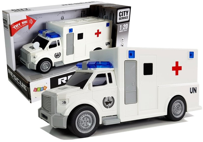 Ambulância fricção branca com som 1:20