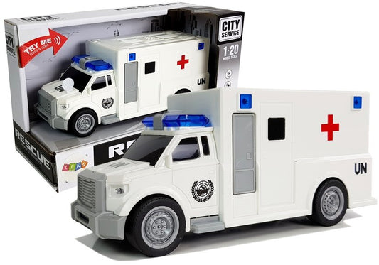 Ambulância fricção branca com som 1:20