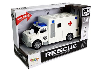 Ambulância fricção branca com som 1:20