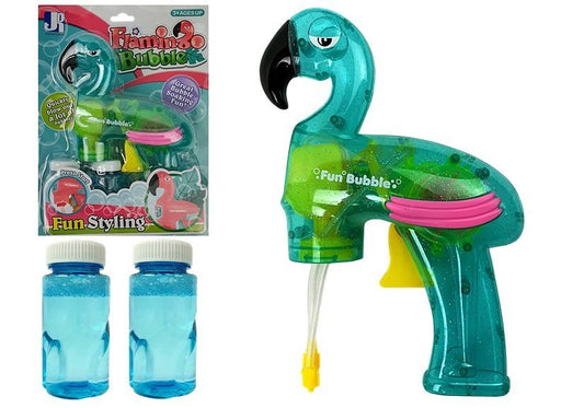 Pistola bolhas sabão flamingo azul