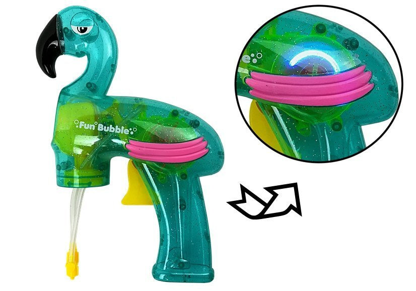 Pistola bolhas sabão flamingo azul
