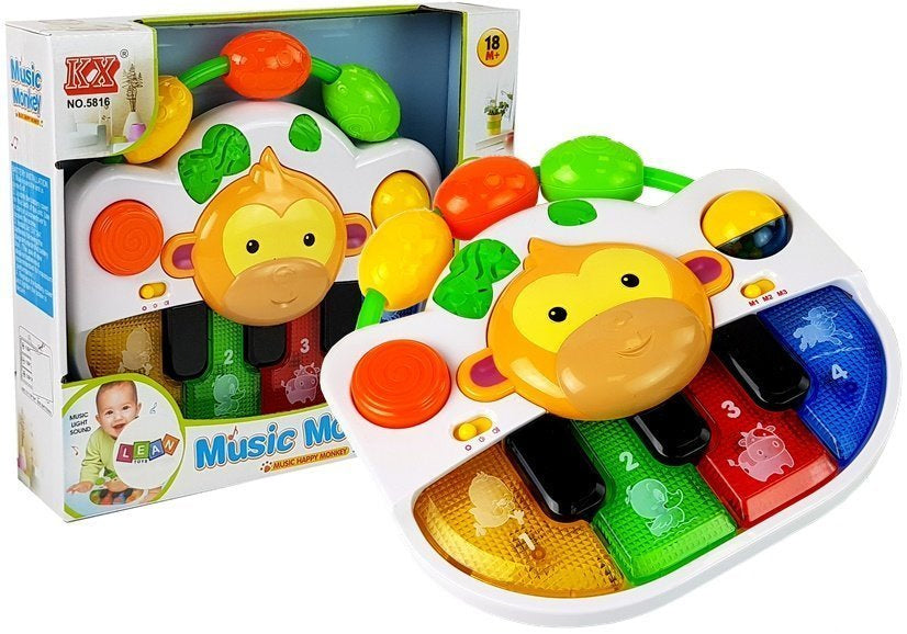 Piano bebé com macaco som e luz