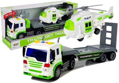 Transportador automóveis com helicóptero pilhas 1:16