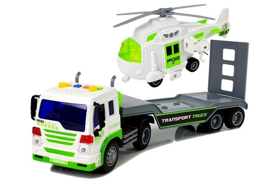 Transportador automóveis com helicóptero pilhas 1:16