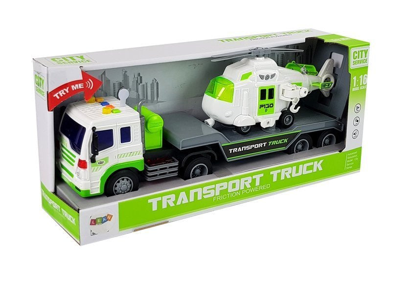 Transportador automóveis com helicóptero pilhas 1:16