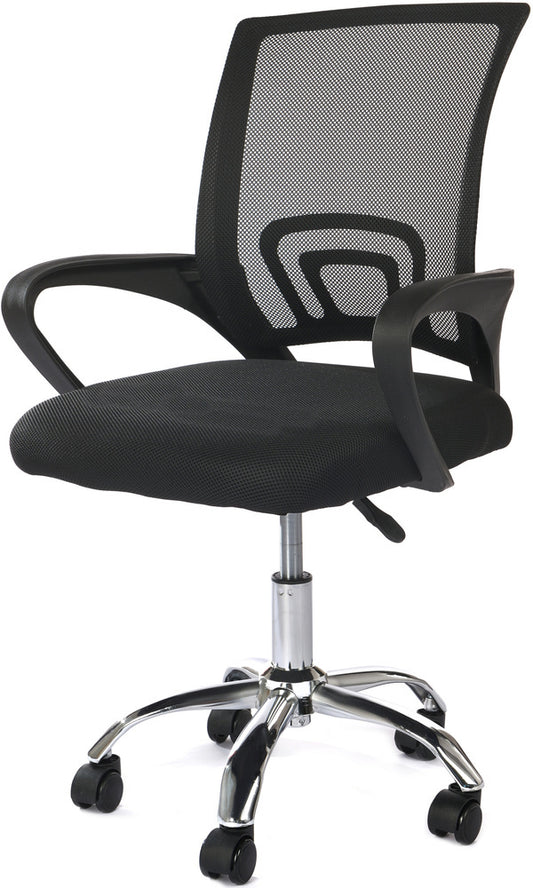 Cadeira escritório ergonómica ajustável malha preto