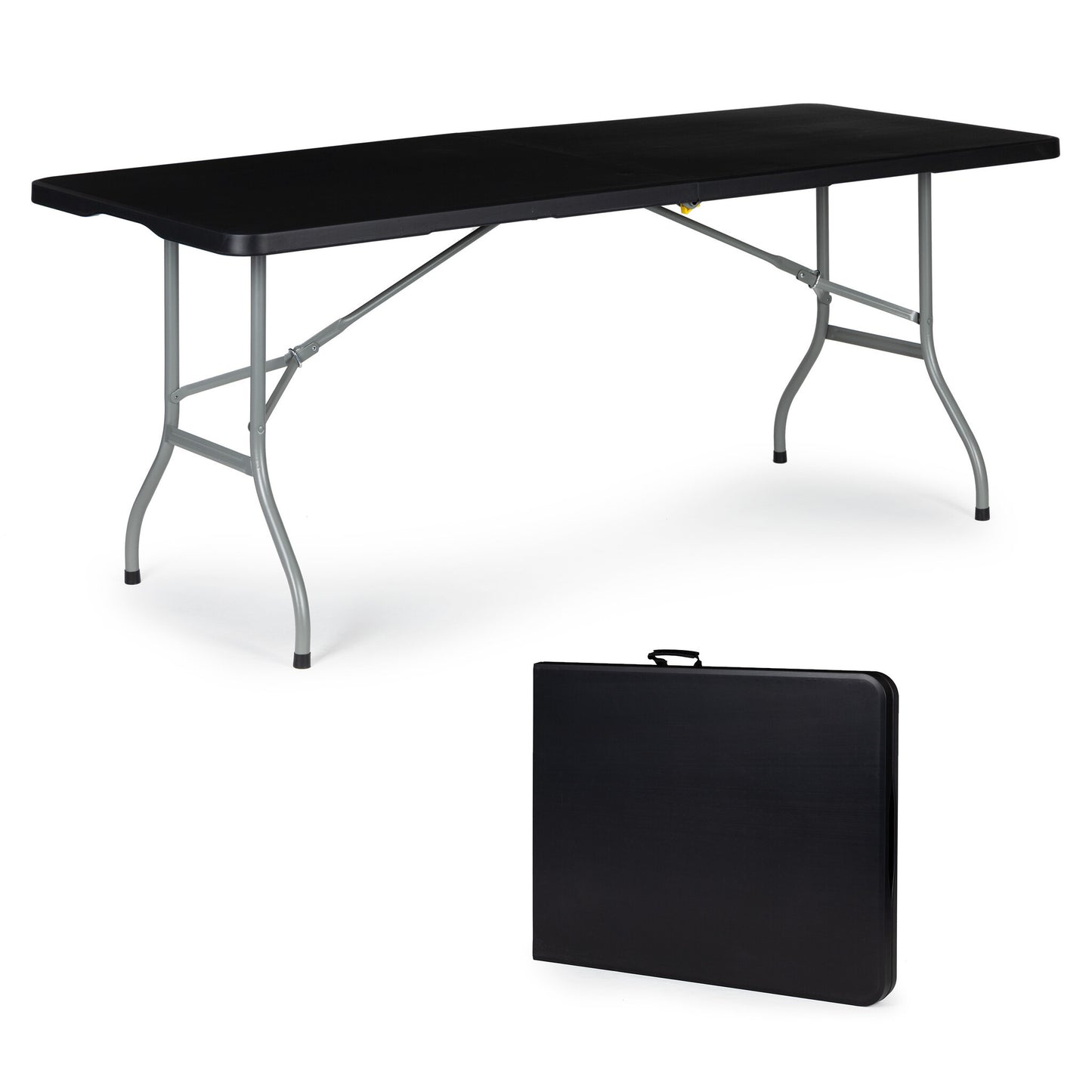 Mesa dobrável de campismo 153 x 70 x 73,5 cm preta