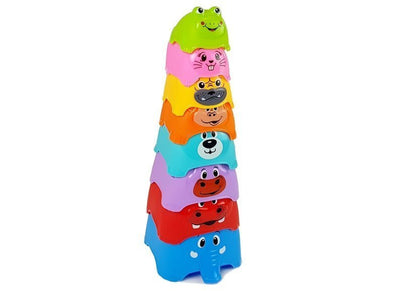 Pirâmide de Empilhar Animais Coloridos para Bebé 6 Peças