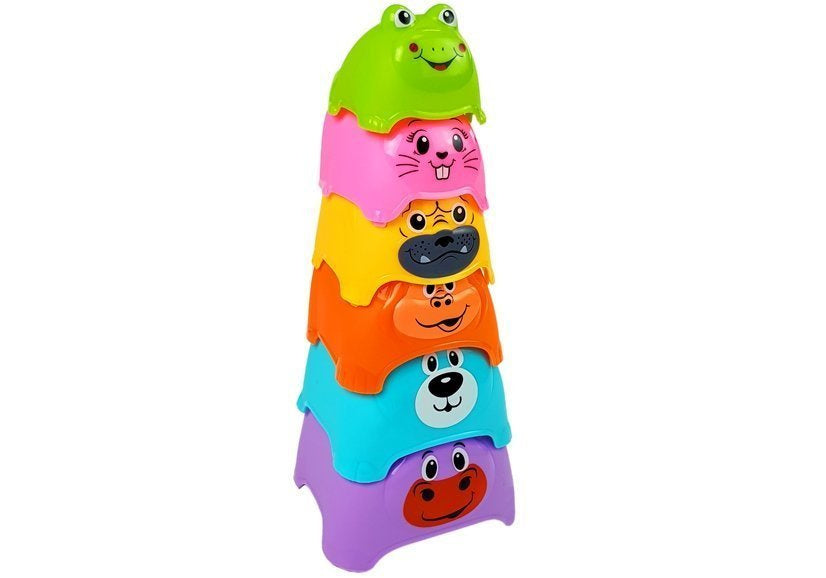 Copos de Empilhar Animais Coloridos para Bebé 6 Peças