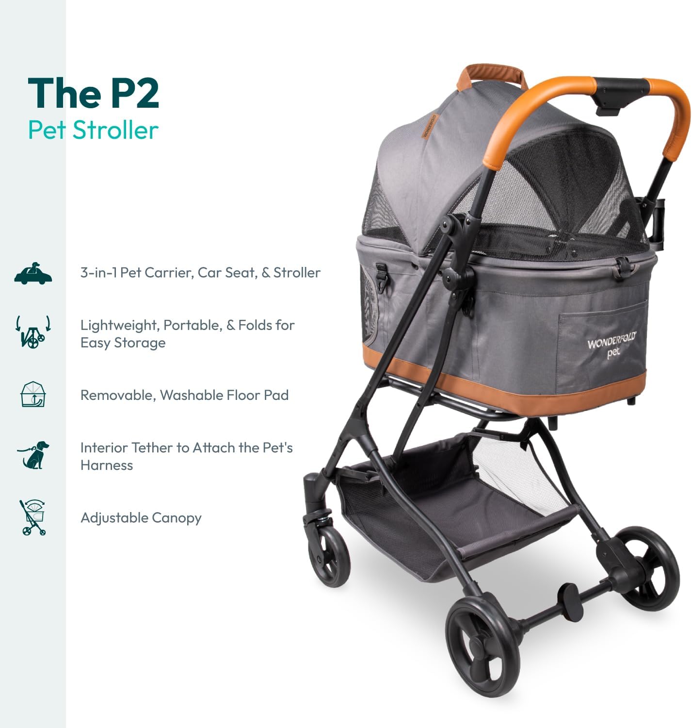 Carrinho para animais de estimação P2 - Cinza grafite