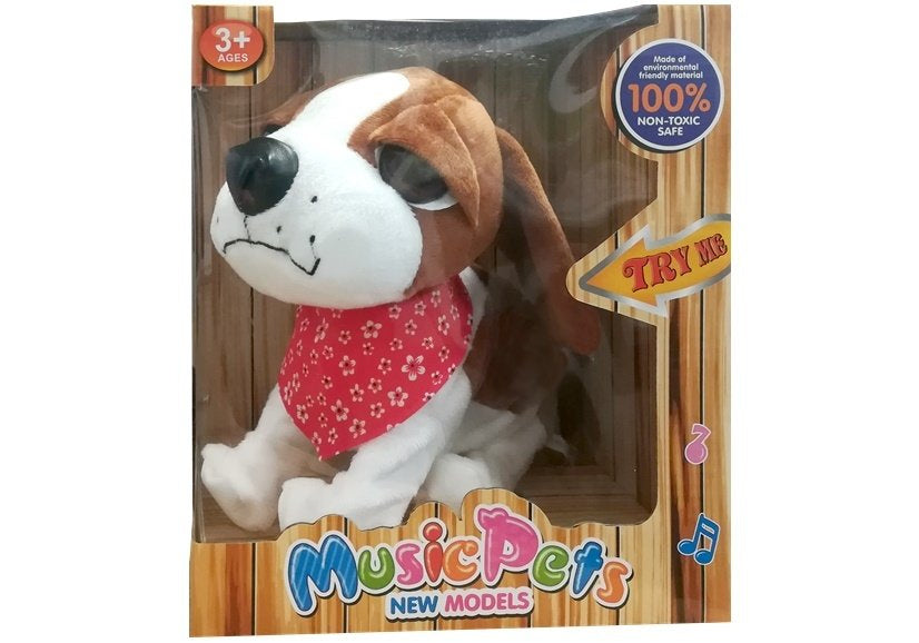 Cão interativo com trela ladra abana cauda sensores