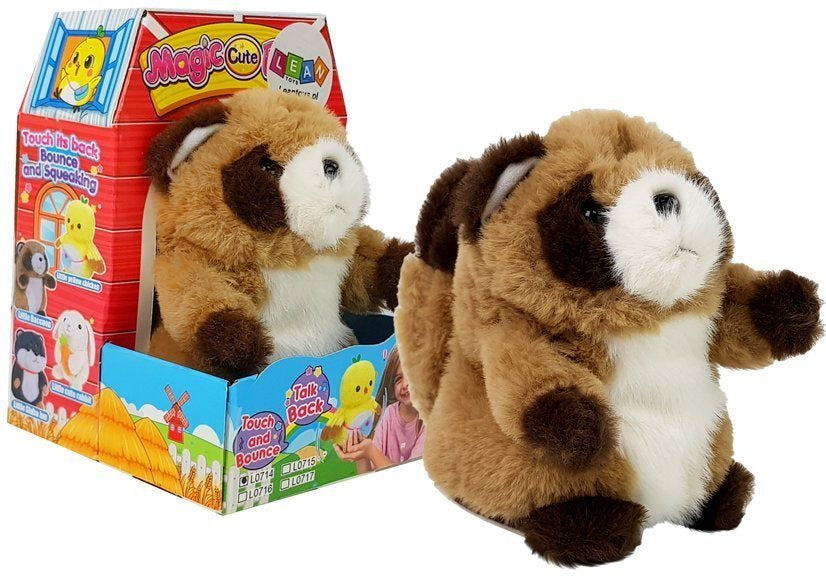 Guaxinim interativo repetidor de palavras peluche