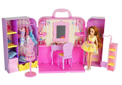 Quarto vestir bonecas com luz espelho 26 cm roupas acessórios