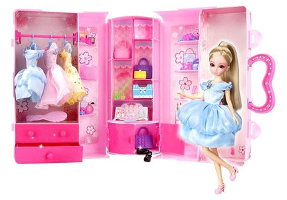 Boneca com conjunto roupas mala acessórios