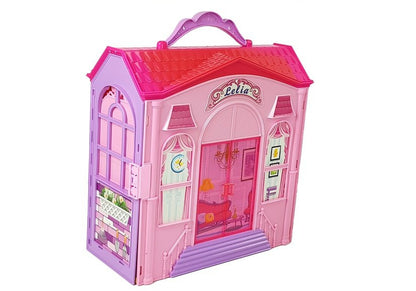 Casa bonecas dobrável com acessórios cozinha casa banho quarto