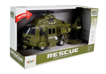 Helicóptero resgate militar 1:16 gancho luz som