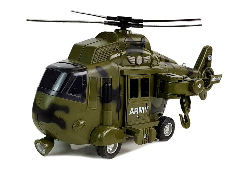 Helicóptero resgate militar 1:16 gancho luz som
