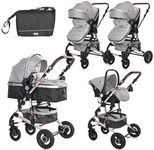 Carrinho de bebé 3in 1 Lorelli Alba Premium Opaline Gray