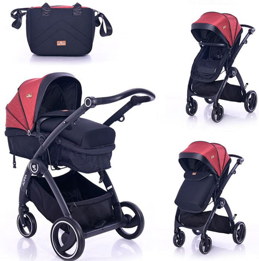 Carrinho de bebé 3in 1 Lorelli Adria Black & Red