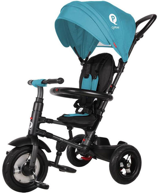 Triciclo com rodas de borracha insufladas a ar QPlay Rito AIR Light Blue