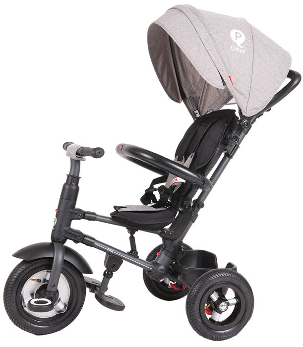 Triciclo com rodas de borracha insufladas a ar QPlay Rito AIR Grey