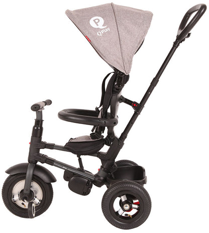 Triciclo com rodas de borracha insufladas a ar QPlay Rito AIR Grey