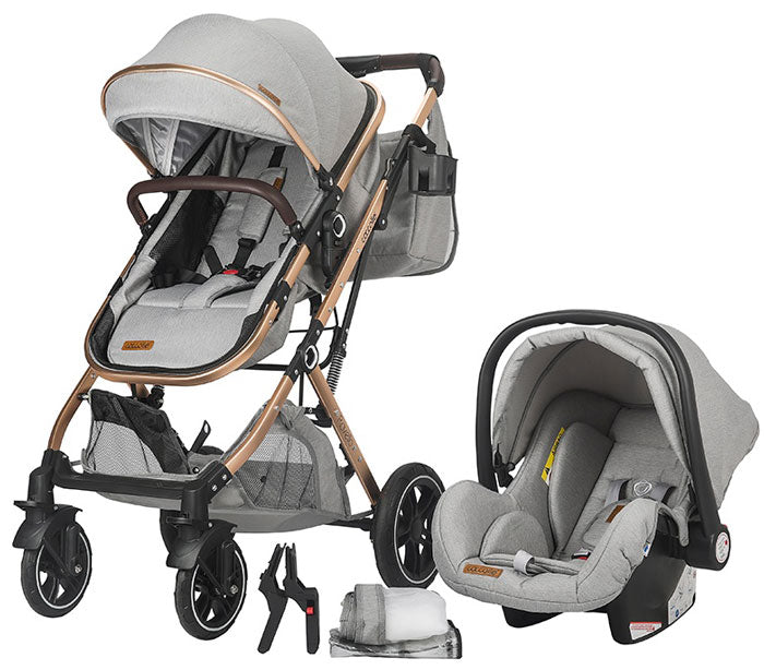 Carrinho de passeio conversã­vel 3 em 1 Cocolle Ravello Moonlit Grey