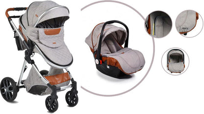 Carrinho de Bebé Trio MONI Alma Light Grey