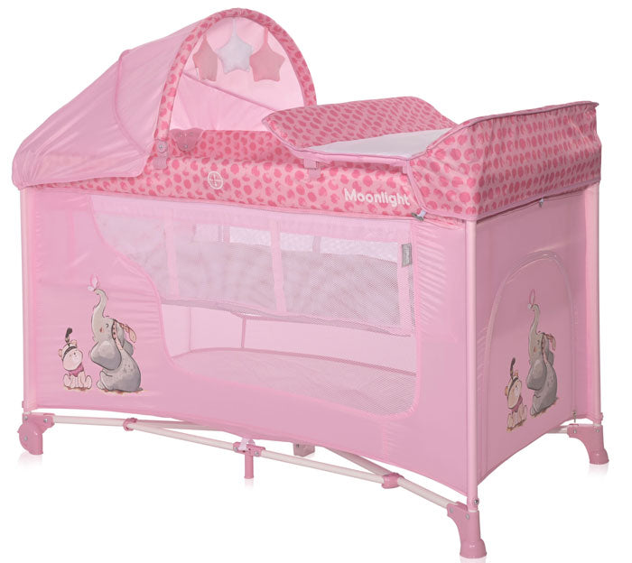 Cama de viagem Lorelli MoonLight Plus Mellow Rose Fellows (2 níveis)