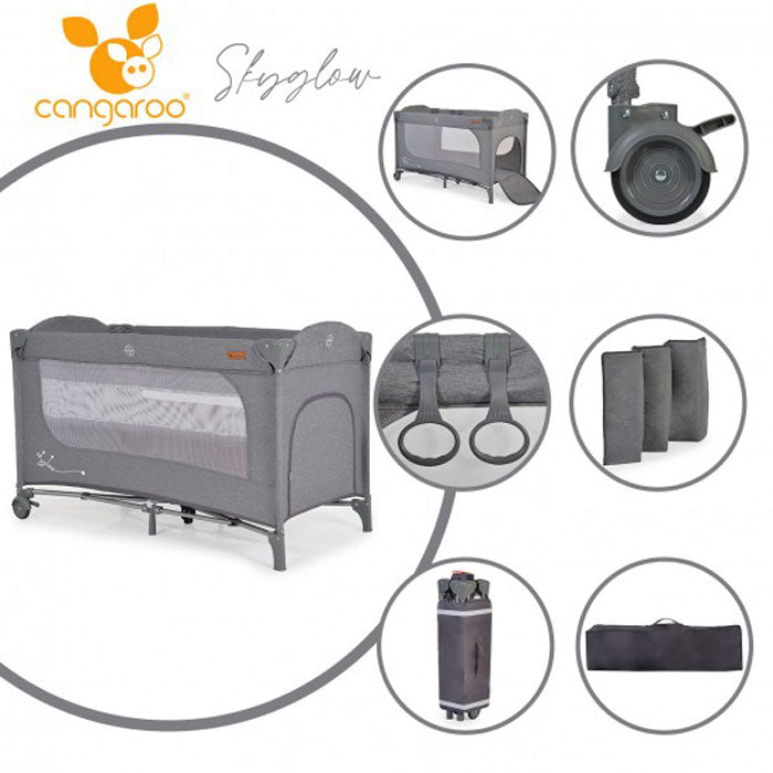 Cama de viagem Cangaroo Skyglow 2 Grey