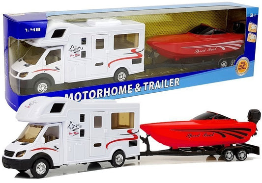 Autocaravana com barco vermelho fricção 1:48