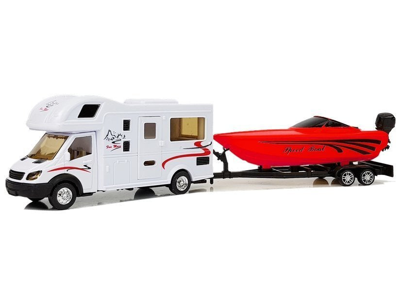 Autocaravana com barco vermelho fricção 1:48