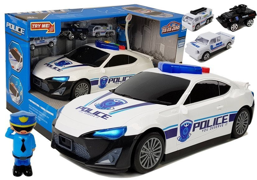 Garagem polícia 2 em 1 com carros som luz