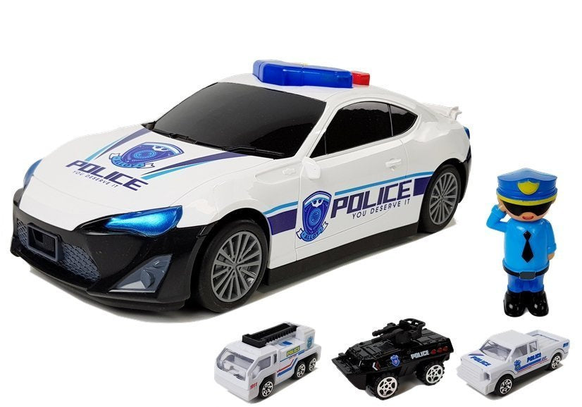 Garagem polícia 2 em 1 com carros som luz