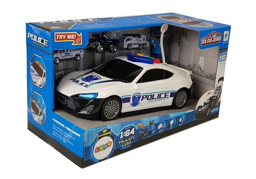 Garagem polícia 2 em 1 com carros som luz
